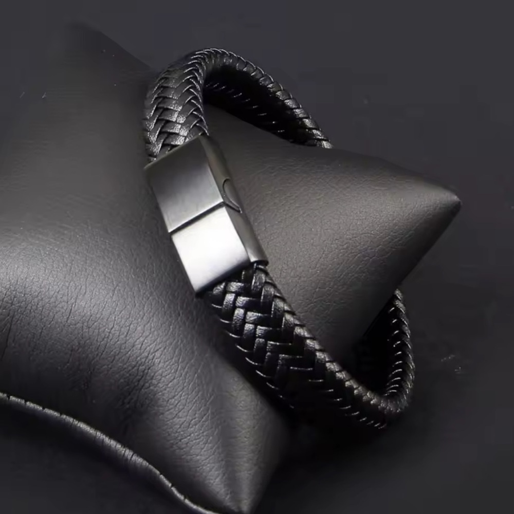 ZARA FOR MEN NEW Black Braided Leather Bracelet - Picture 3 of 7